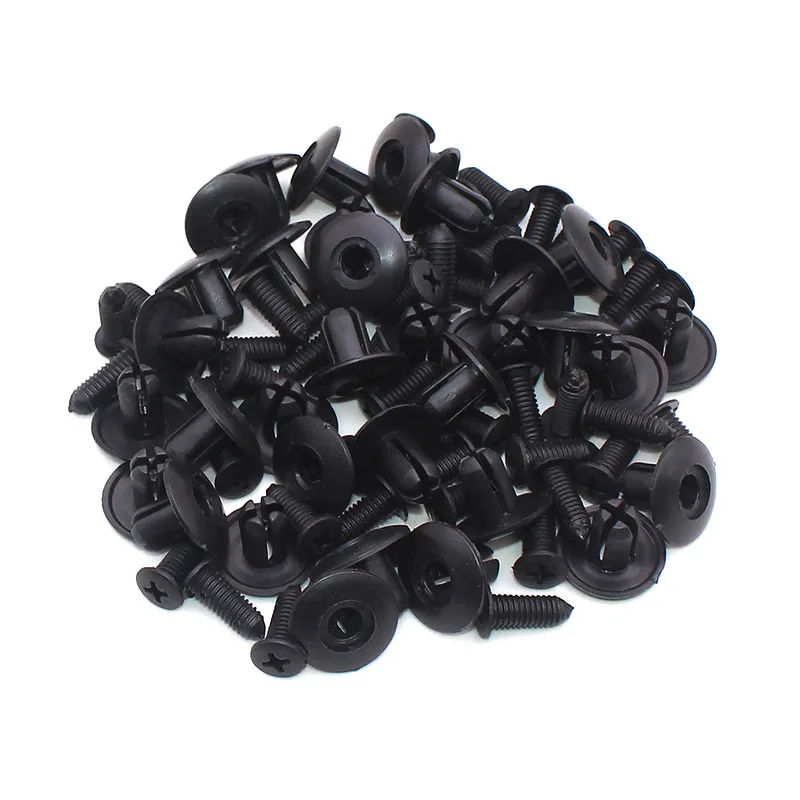 8mm 100pcs Plastic Rivets Fasteners Screw Car Bumper Fender Black Rivet Car Fastener Clips For Toyota Focus Kia Nissan Yamaha