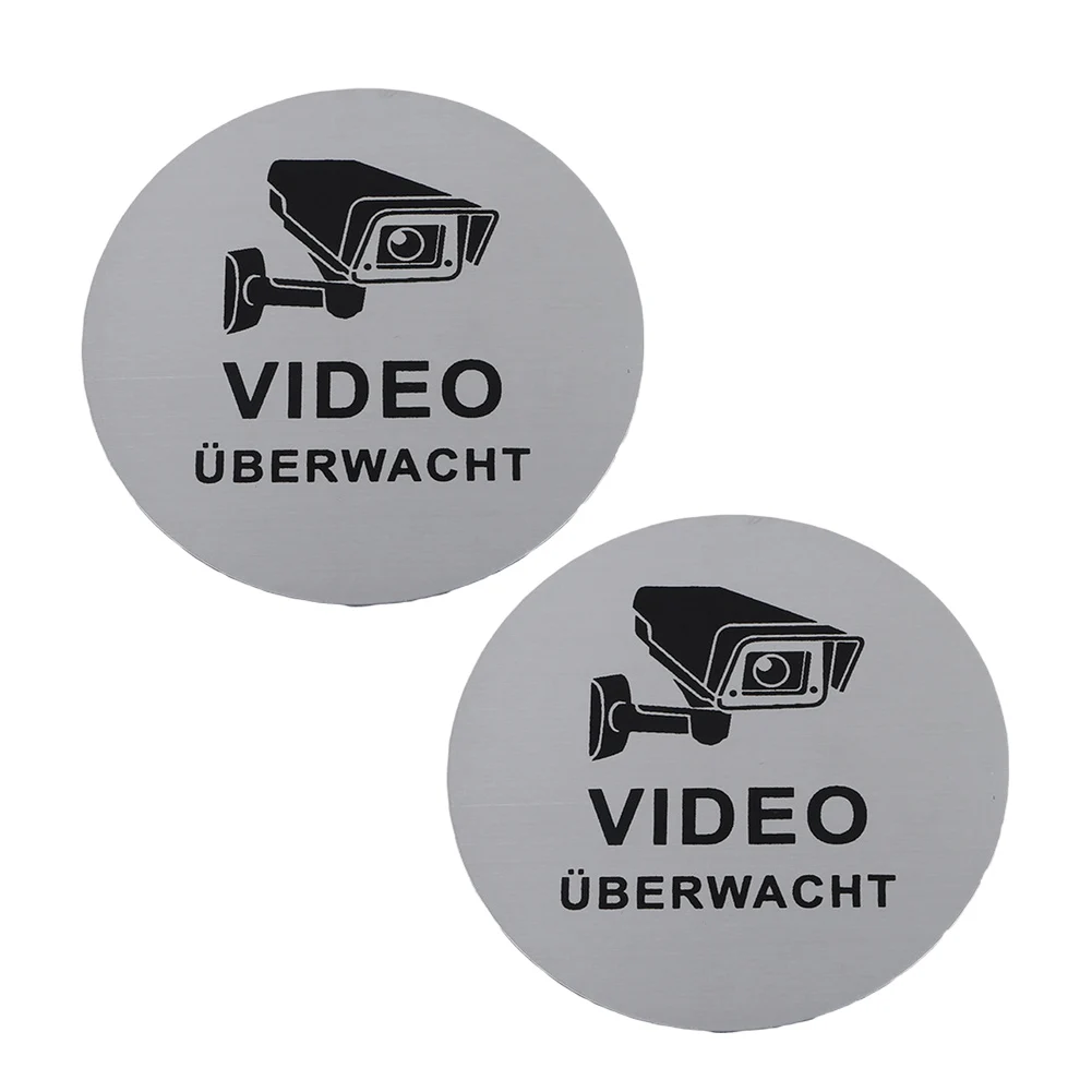 1PCS/2PCS/4PCS Circular Shape Video Sign Small Brushed Aluminium Video Sign Warning-Signs 10 Cm Can Be Mounted On Doors