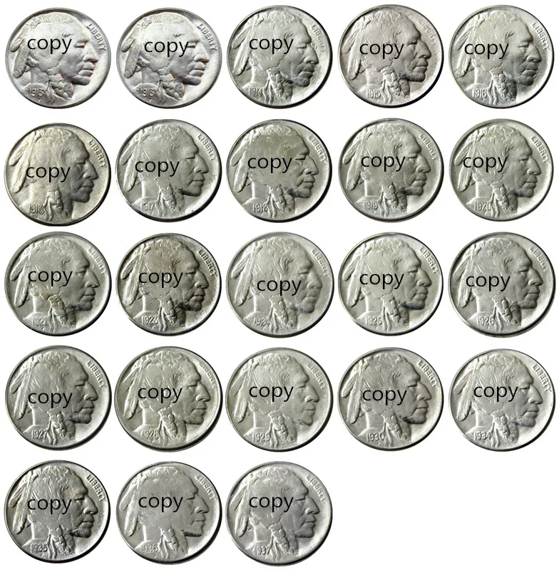 

US A set of(1913-1938)PSD 67pcs Buffalo Nickel Five Cents Copy Decorative Coin