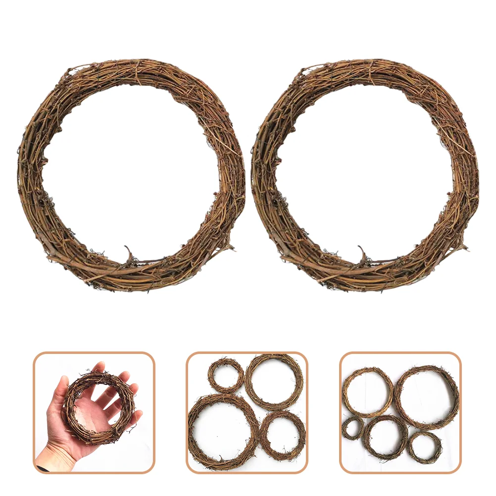 16 Pcs Earth Vine Garland Garden Decor Wreath DIY Rattan Garlands Accessory Hand Woven Rings Frame Front Door Decorations