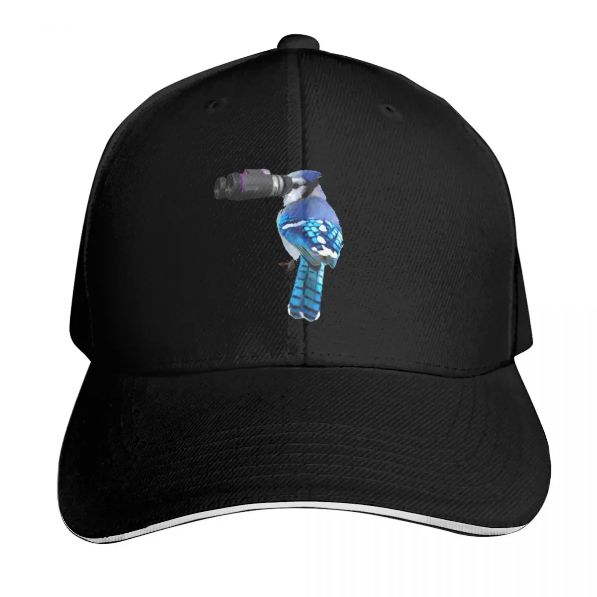 Blue Jay Bird Watching Baseball Cap Cotton Twill Breathable Contrast Two Tone Brim Snapback Flat Bill