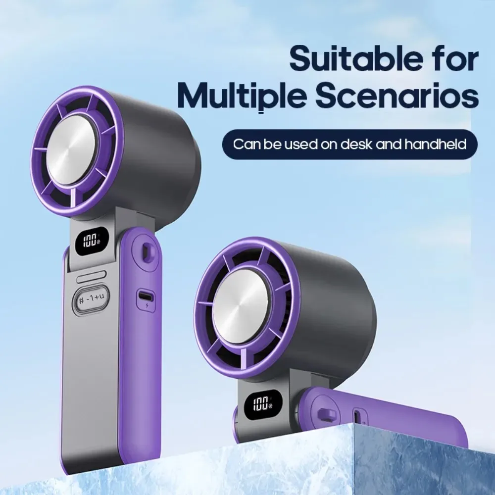 Mini Handheld Turbo Cooling Fan High-speed Cold Air 3600mAh USB Rechargeable Cold Compress Fan Foldable Portables Desktop Fan view 2