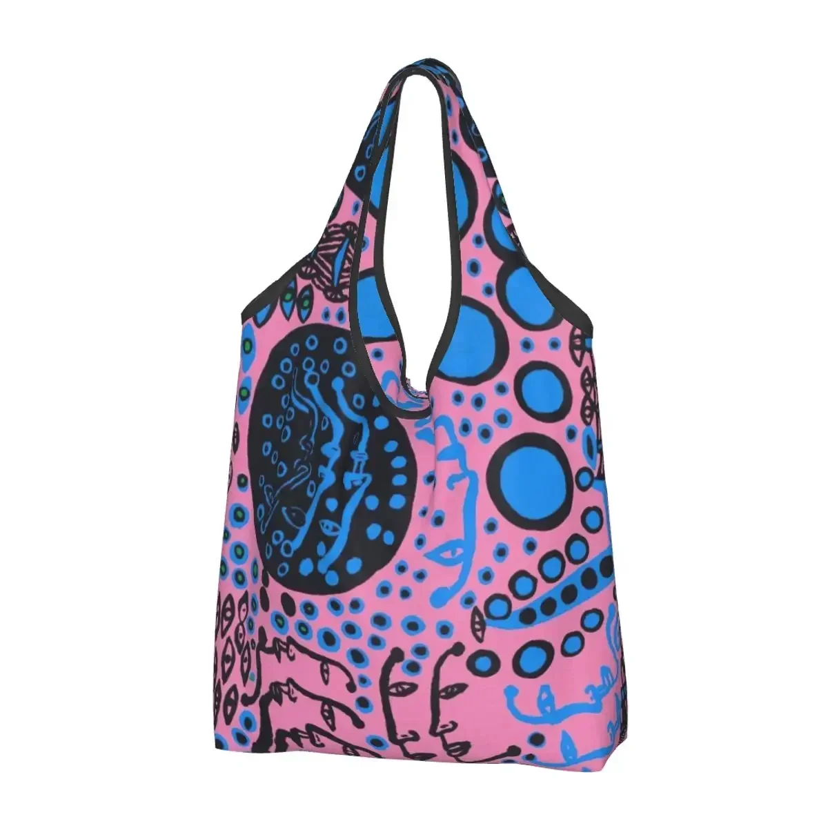 Sacos de compras violeta reutilizáveis para mercearia, Sacos de mercearia estética Polka-Pop dobráveis, Grandes sacolas laváveis, Yayoi Kusama