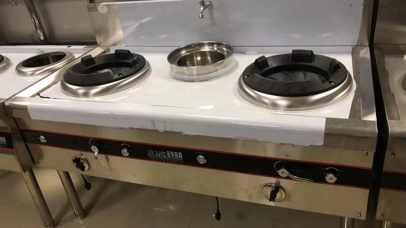 Chinese Induction Big Wok Double Head Single Tail Heavy Duty Cooking Stand Stainless Steel Wok Burner