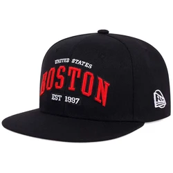 Unisex BOSTON Letter Embroidery Hip-hop Hats Spring Autumn Outdoor Adjustable Casual Baseball Caps Sunscreen Hat