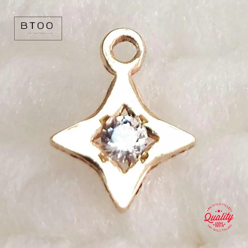 14K Gold Filled Star Charm Connector Pendant with Single Hole And Zircon Tarnish Resistant DIY Jewelry Findings for Necklace