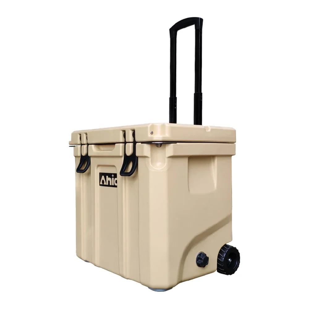 

Rotational plastic Ice Box With Trolley For Keeping Beverage Food Fresh And Cooling 35L portable camping picnic fish cooler