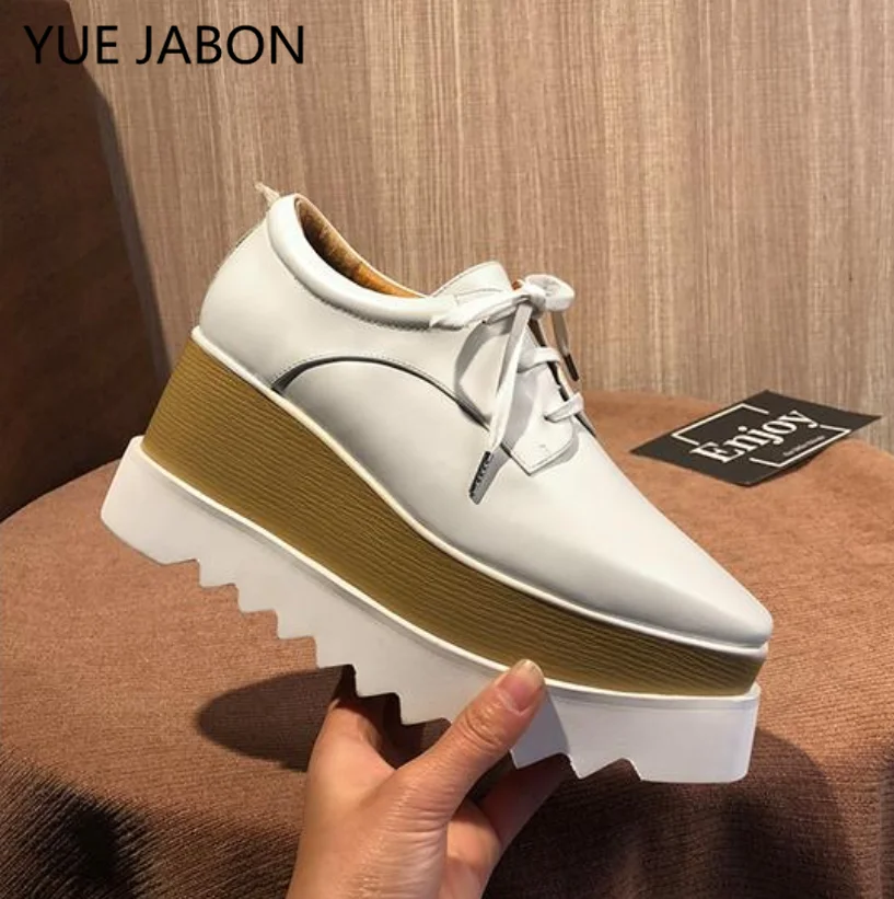 Women\'s Casual Real Leather Platform Sneakers 2024 Spring Autumn Designer Brand Thick Sole Outdoor Sport Shoes Zapatos De Mujer