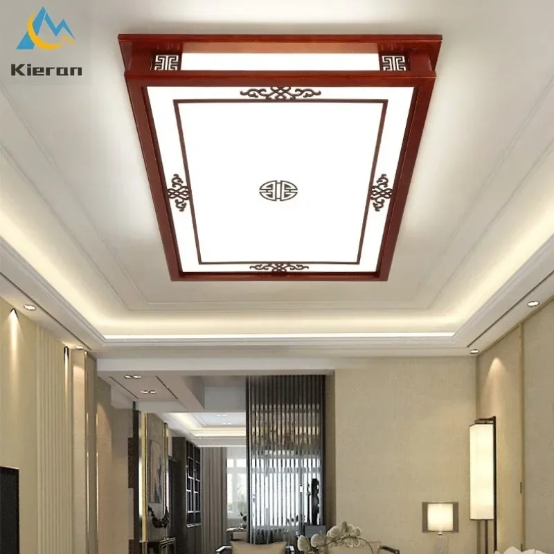 Nordic Modern Solid Wood LED Ceiling Lamp Living Room Bedroom Study KTV Ceiling Light Room Decoration Hollow Carved Ceiling Lamp