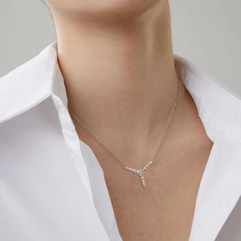 2024 Luxury Original 925 Silver Moissanite Pendant Y Lariat Necklace for Women Certified Wedding Party Anniversary Jewelry Gift