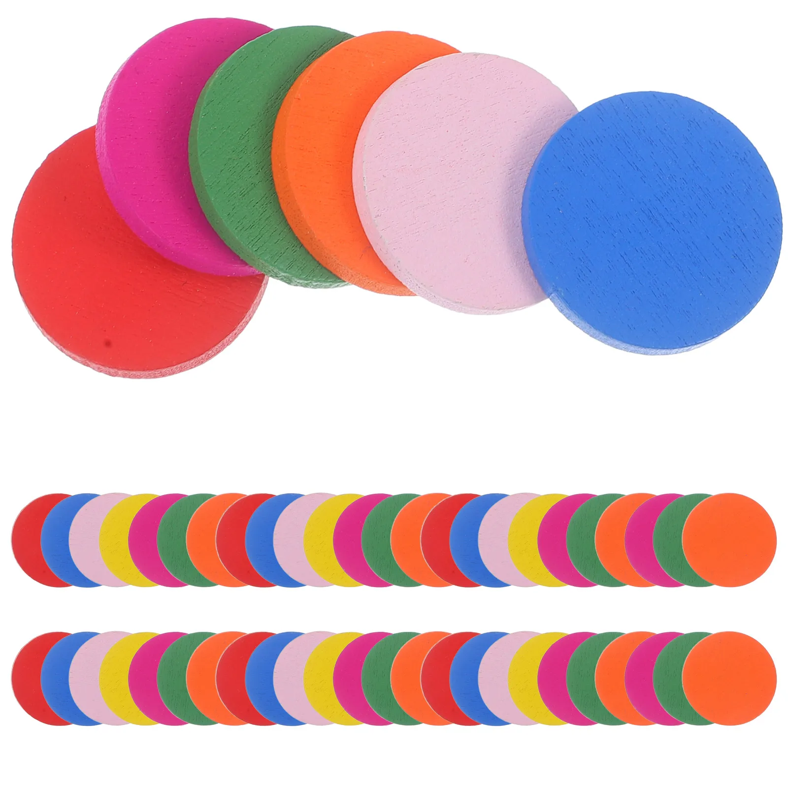 

50pcs 50 Pieces Math Teaching Aids Kids Learning Tools Colored Wooden Discs Round Wood DIY Decor Child Toy Montessori Concept