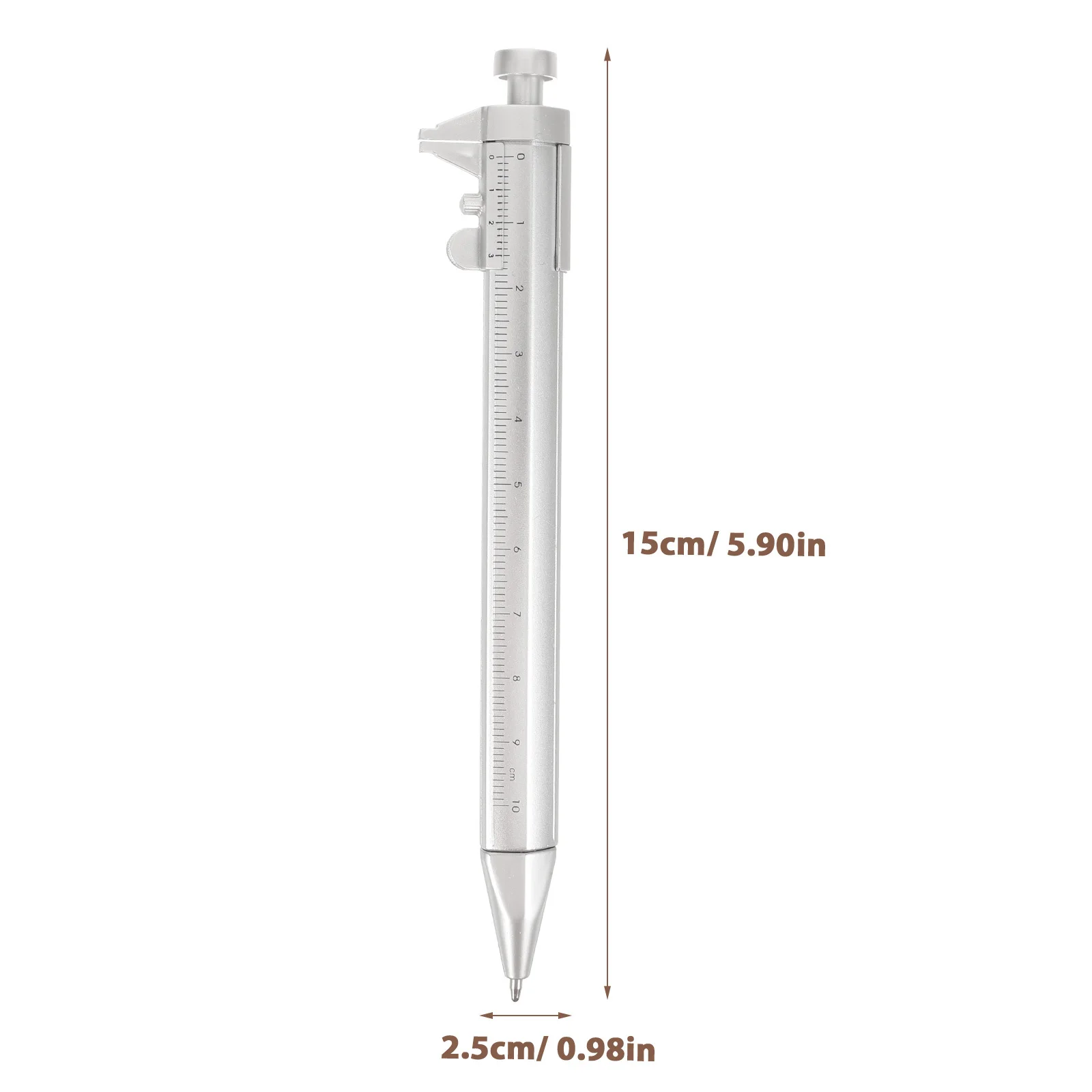 5Pcs Caliper Ballpoint Pen 10Cm Measuring Scale Ruler Tool for Drafting Writing Notetaking Strong Metal