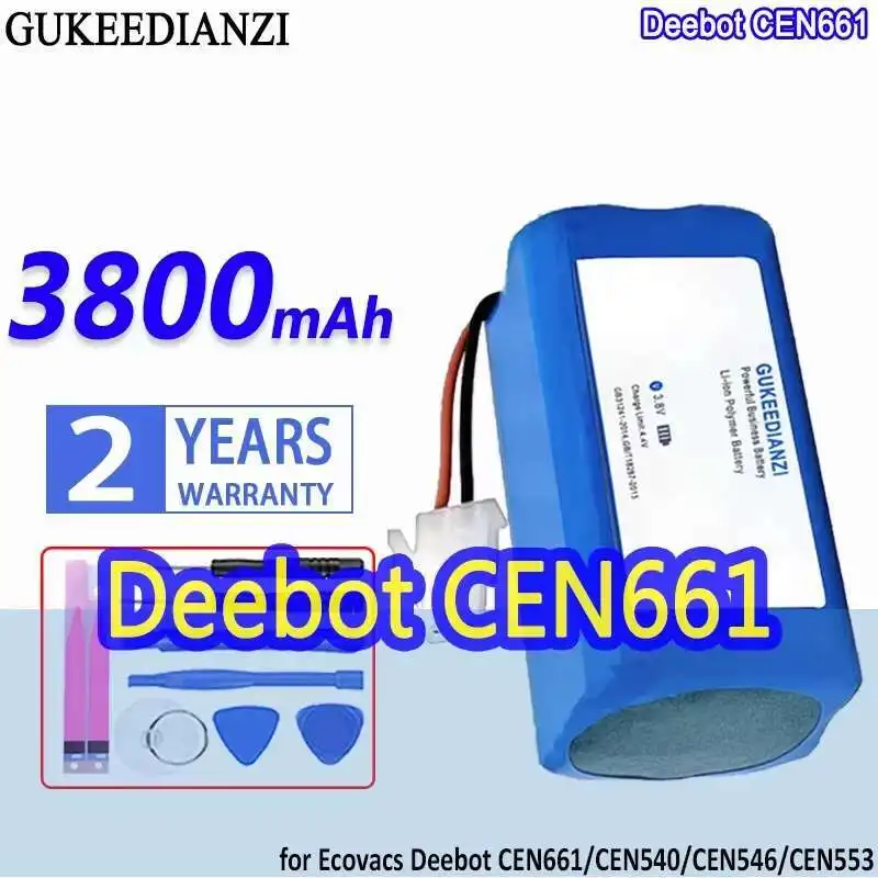 

Аккумулятор для робота-пылесоса 3800 мАч для Ecovacs Deebot CEN661 CEN540 CEN546 CEN553, белая вилка для робота