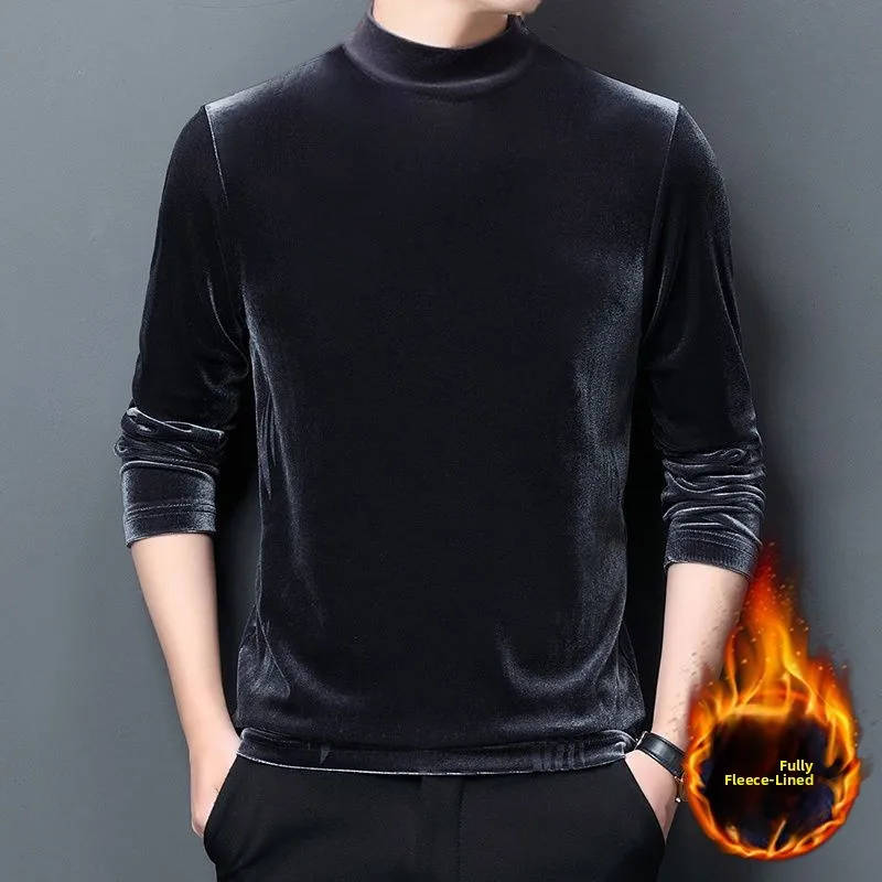

Men's Thermal Long Sleeve Underwear High Neck Fleece Lined Thickened Base Layer Top Fashionable Casual Style Daily Wear