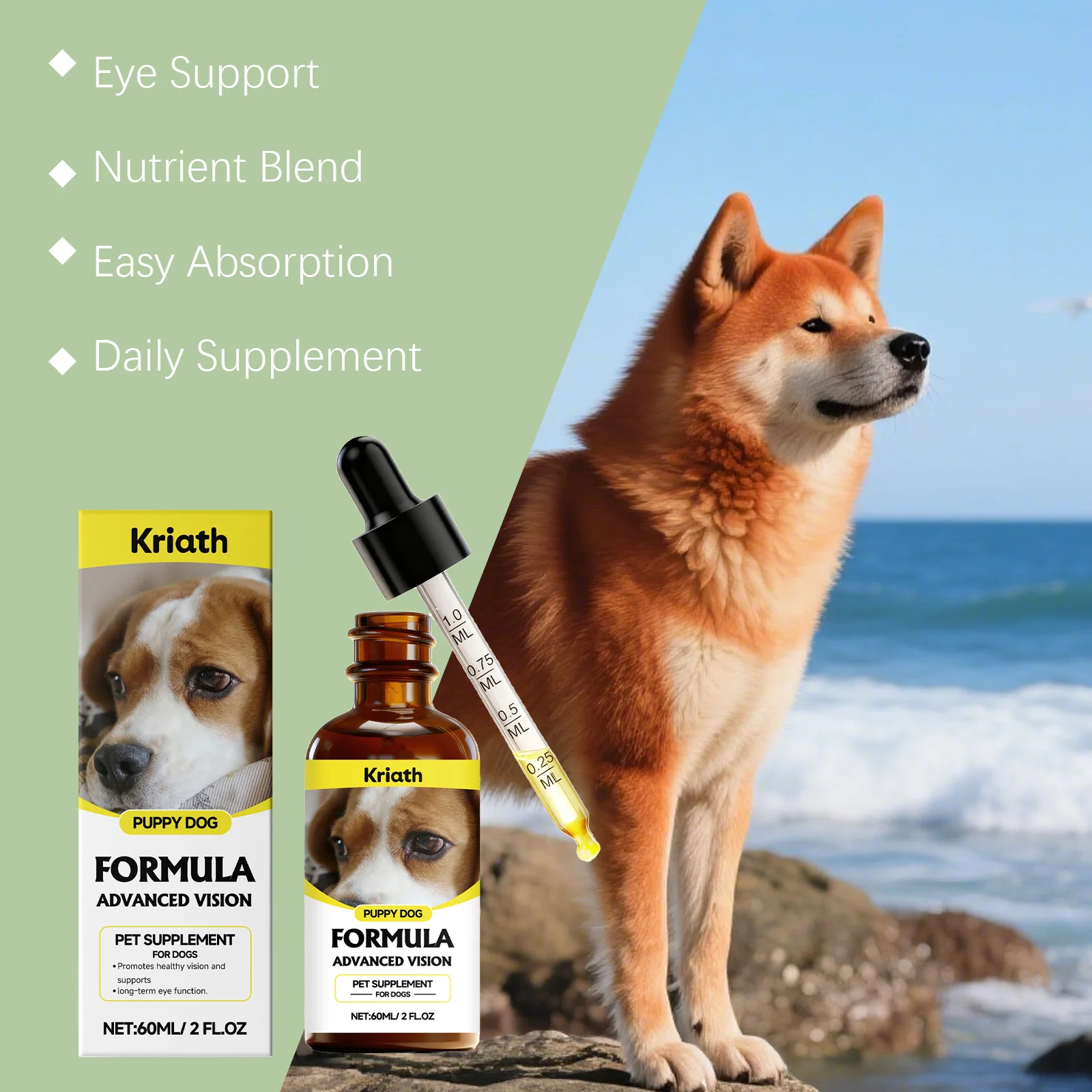 Dog Eye Care Nutritional Drops Gentle Eye Clean Support Digestive Intestinal Boost Immune System Dog Body Health Care Supplement