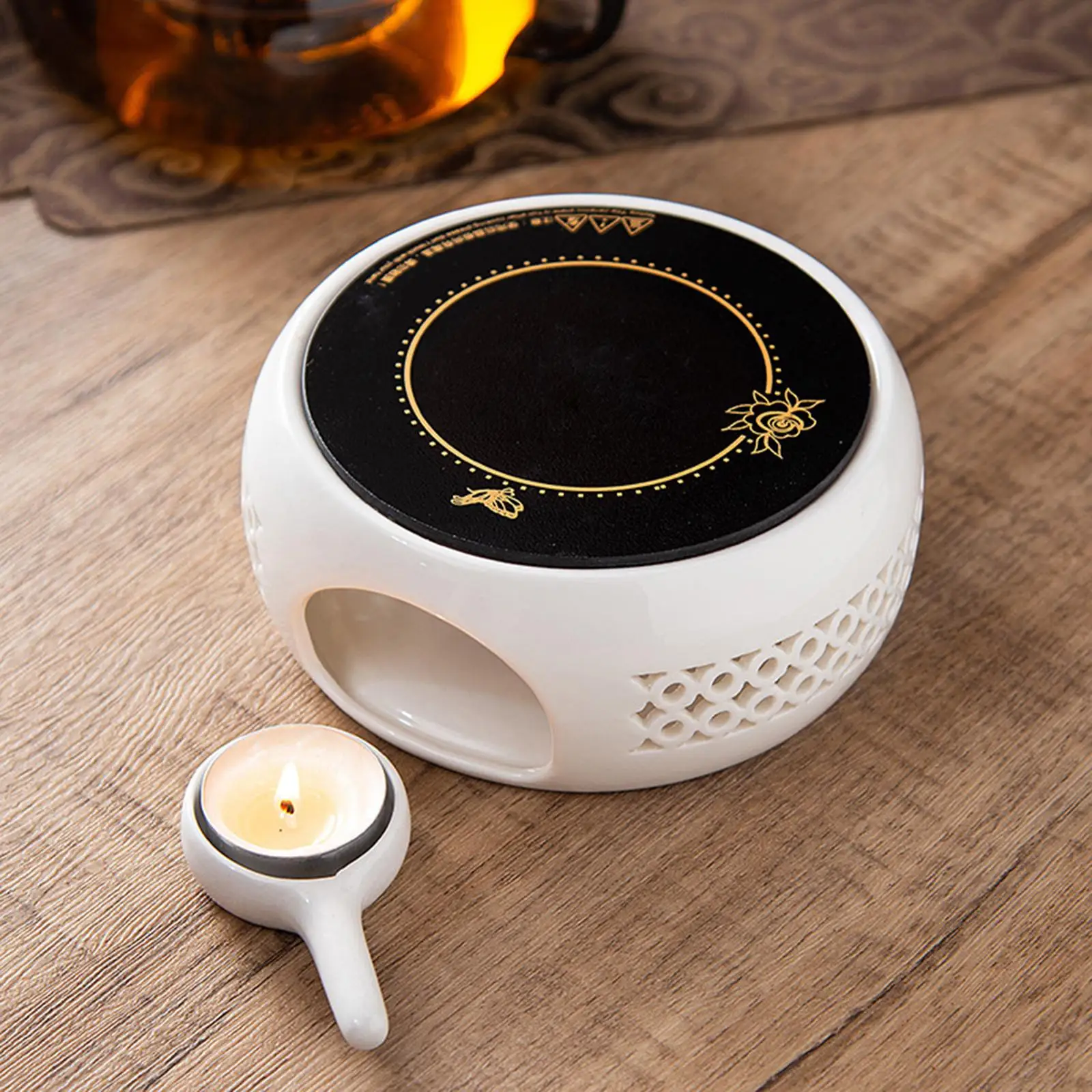 Hollow Teapot Warmer with Candle Tray Tea Pot Holder Tealight Stove Tea Heat Base Tea Heating Tea Warmer for Tea Milk Coffee