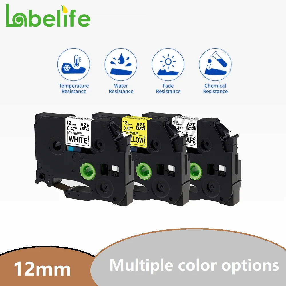 12mm Durable Laminated Label Ribbon TZE231 TZE131 TZE631 Compatible for Brother PT-H100 PT-H110 D600 710BT Label Printer Tape