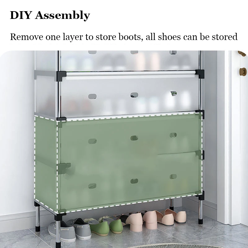 Simple Multilayer Shoes Rack DIY Assemble Space-Saving Shoe Cabinet With Dustproof Diaphragm Household Organizer Storage Stand