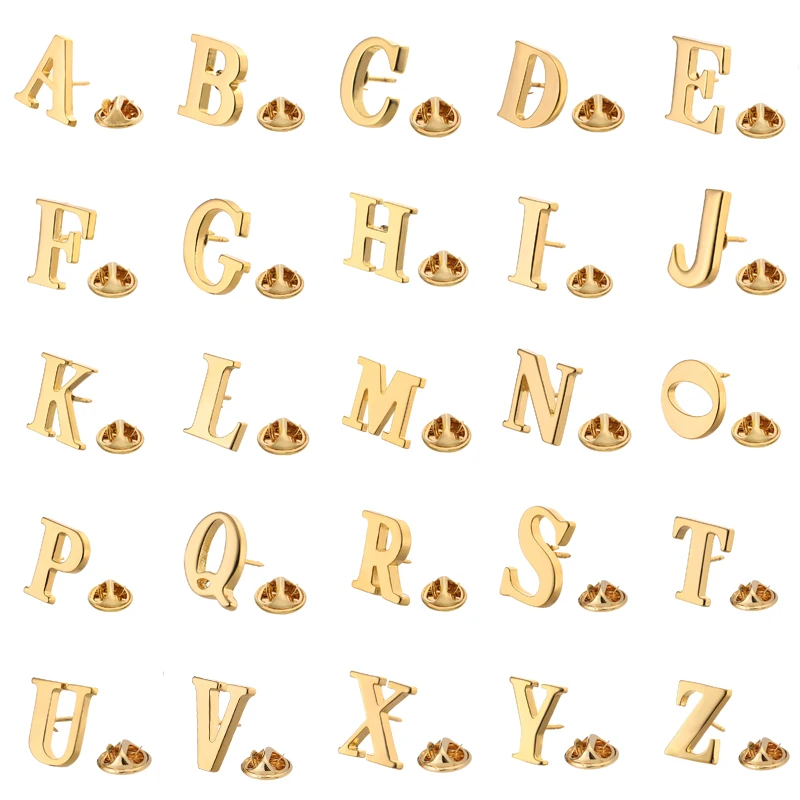 Classic Men's and Women's Brooches A-Z Letter Initial Lapel Pin Coat Badge Hat Scarf Shirt Accessories Jewelry Gifts Wholesale