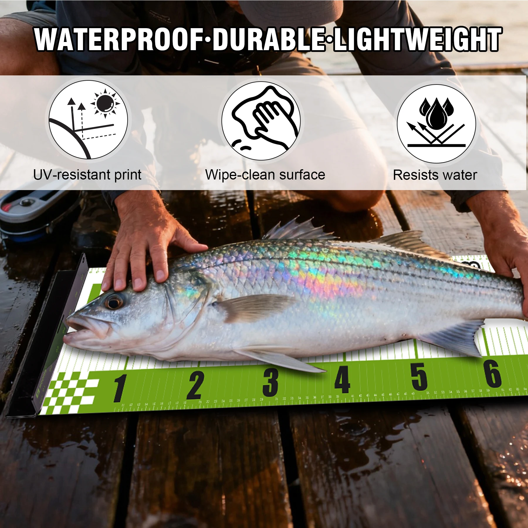 Ausleger Angeln RL4 Fischlineal PVC faltbar wasserdicht von Maßband Länge 150 cm Breite 20 cm unverzichtbare Outdoor-Angelwerkzeuge – Detail 6