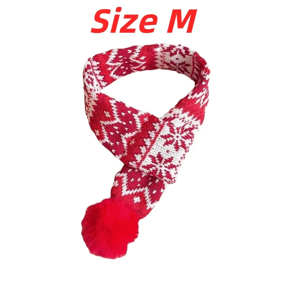 Thick Knit Christmas Dog Scarf Elastic Strap Cozy Yarn Cat Santa Hat Bright Red Soft Texture Pet Winter Warmer Daily Walking