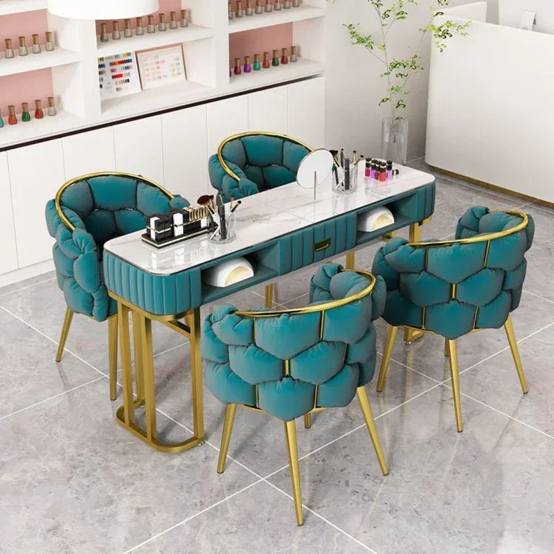 Designer Manicure Table Nails Nail Chair Salon Furniture Professional Tables Lamp Mesas De Manicura Manicure Table Aesthetic