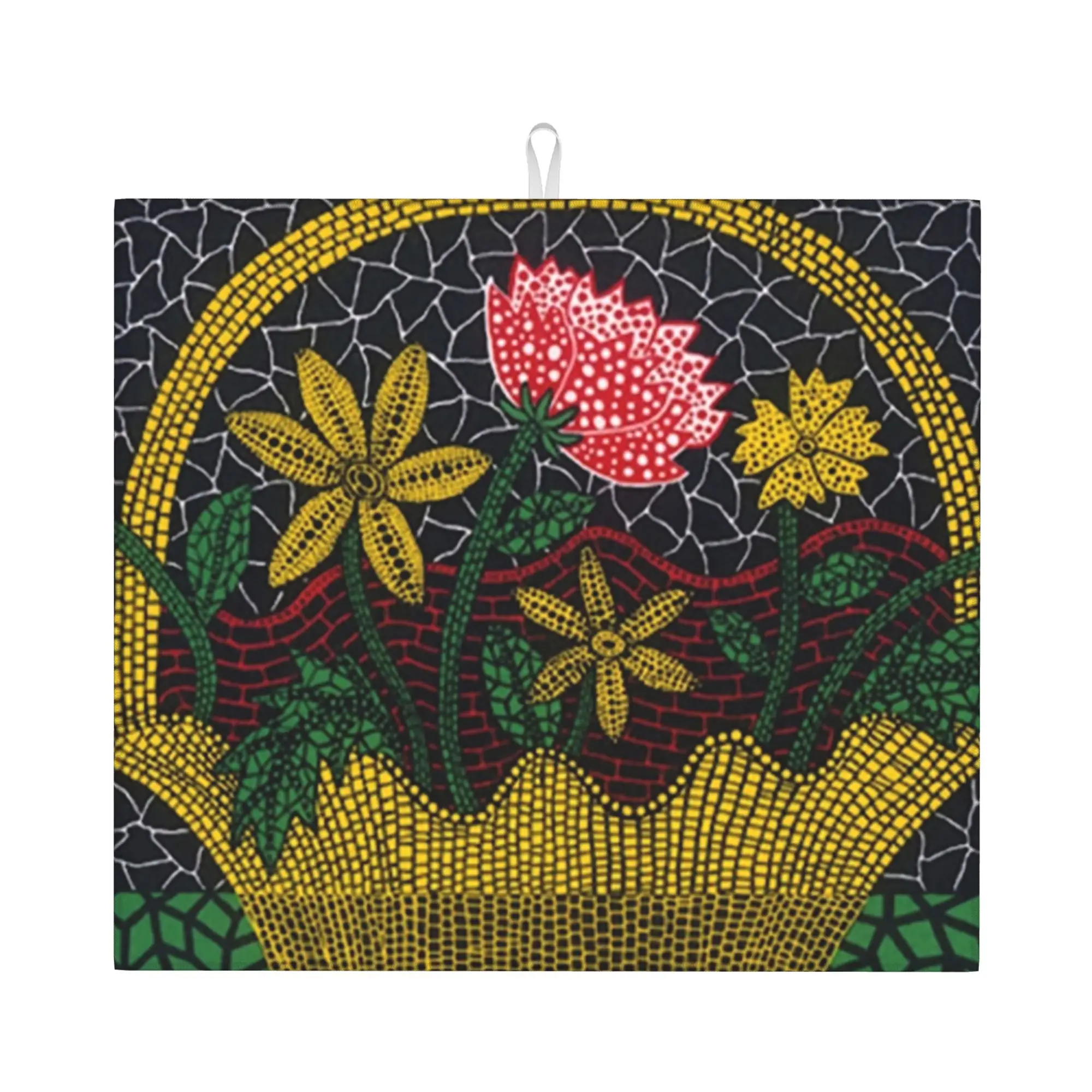 Yayoi Kusama Non Slip Kitchen Counter Protector Mat Barware Tableware Reusable Plants In The Basket Drying Mat For Kitchen