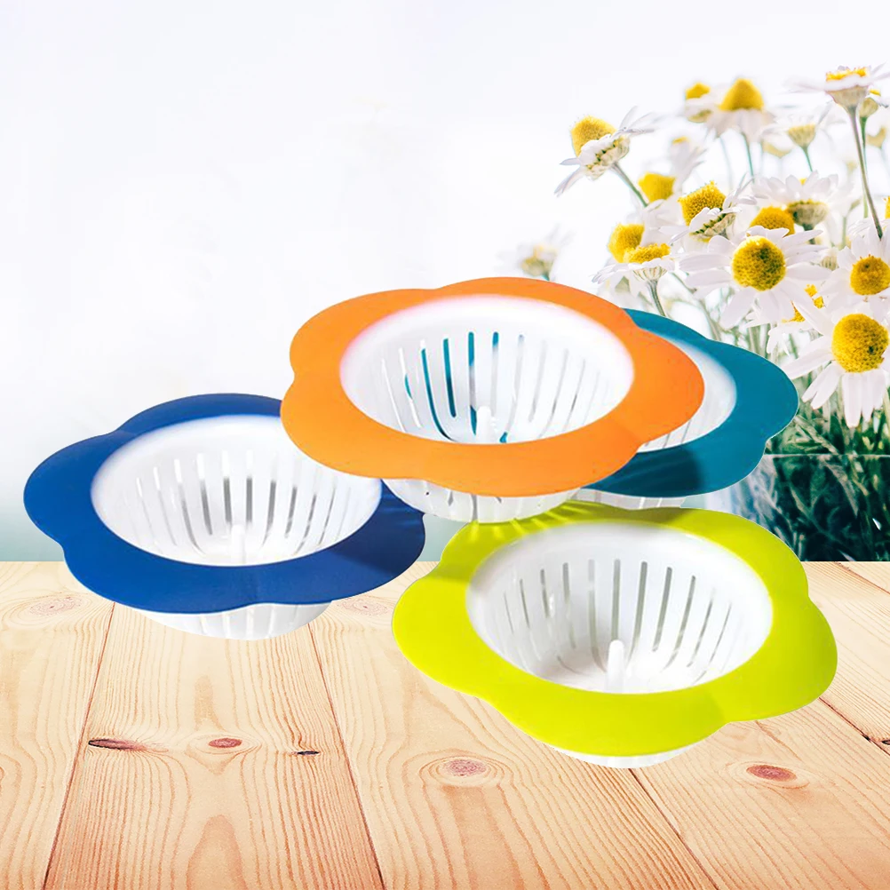 

4 Pcs Drain Plug Portable Strainer Sink Pattern Kitchen Accessories Flower Shape Floor