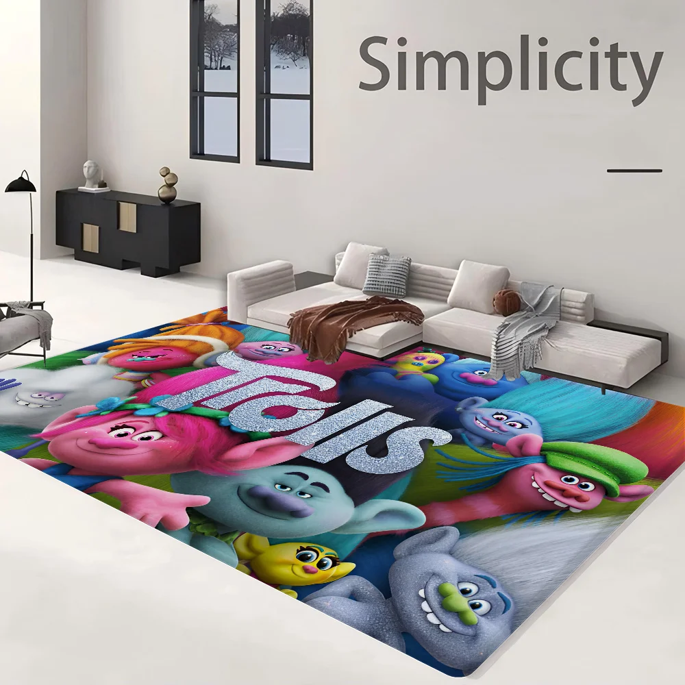 سجادة أرضية Happy Trolls مضادة للانزلاق تمتص الماء بشريط طويل وسادة نوم حصيرة Alfombra #2