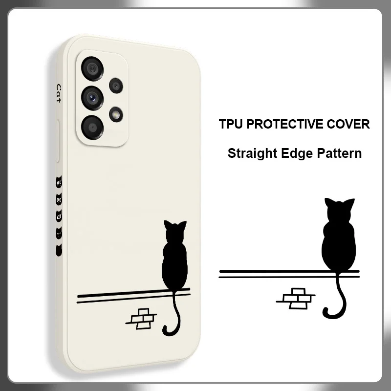 

Lonely Black Cat Phone Case For Samsung Galaxy A73 A53 A33 A23 A13 A03 A72 A52 A52S A32 A22 A12 A71 A51 A31 A21S Silicone Cover
