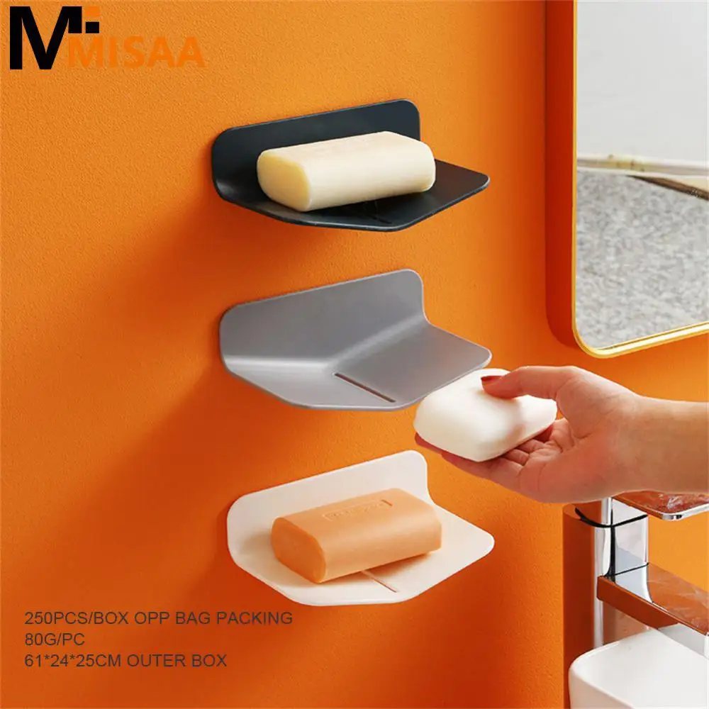 Soap Dishes No Drilling Wall Mounted Non-marking Punch-free Bathroom Accessories Draining Soap Storage Rack Bathroom Shelf