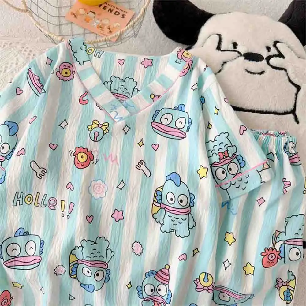 Sanrio Hangyodon Women's Pajama Set Kawaii Cartoon Summer New Loose Casual Pajama Cute Fashion Women's Home Clothes Gift 2025 view 4