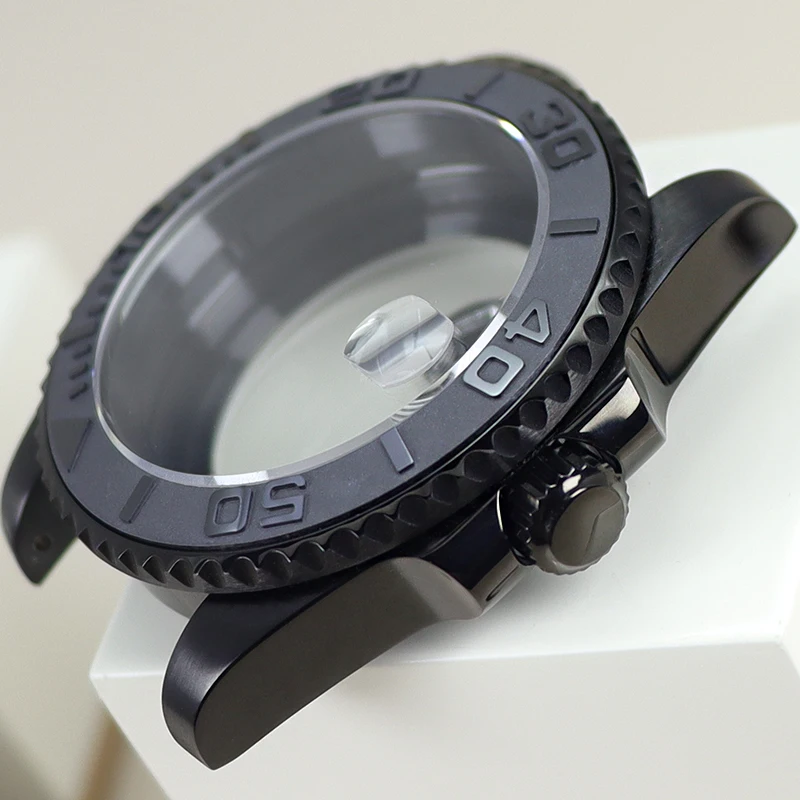 40mm 200M Diving Case For NH35 NH36 NH34 8215 2824 PT5000 Movement For Black Yacht Design Style Watch Case Sapphire Glass Parts