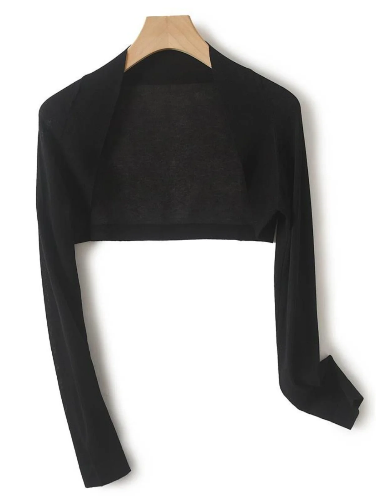 كارديجان نسائي قصير رقيق للغاية بأكمام طويلة من الصوف المحبوك، تصميم صيفي أنيق بكتف واحد بدون أكمام #4