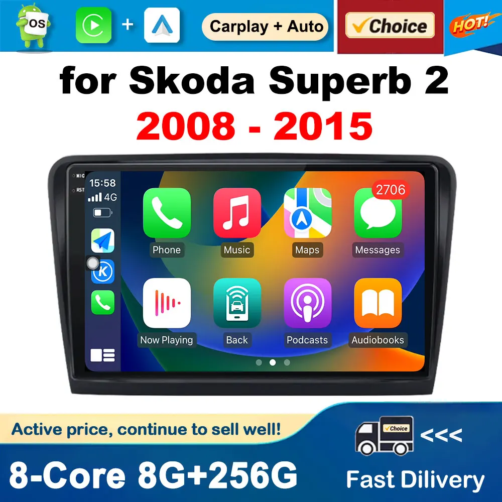 

10 '' Android OS for Skoda Superb 2 2008 - 2015 Car Multimedia Radio Player GPS Navigation DSP Stereo Bluetooth Wireless Carplay