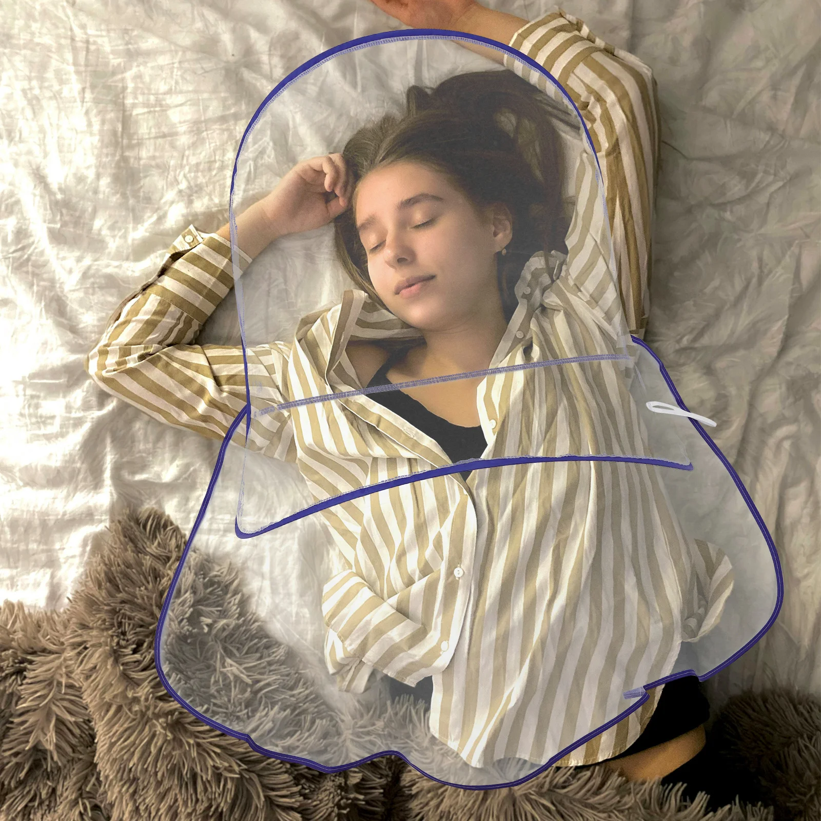 

Mosquito Head Net Breathable Lightweight High Density Mesh Portable Foldable Camping Travel Outdoor Sleeping Mosquito Head Net