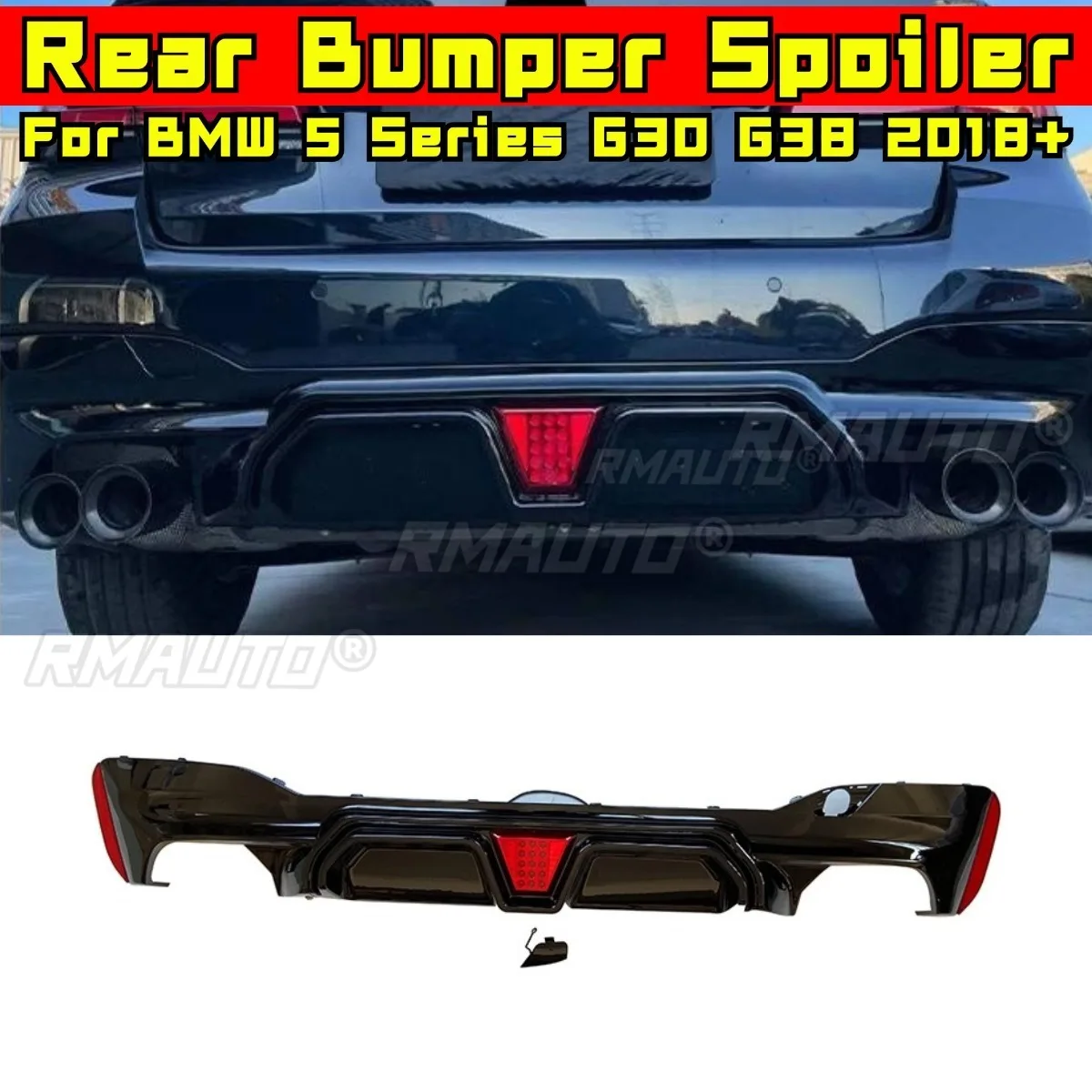 

Car Rear Bumper Spoiler Lip Diffuser Splitter Glossy Black Modification Part For BMW 5 Series G30 G38 2018+ Car Accessories