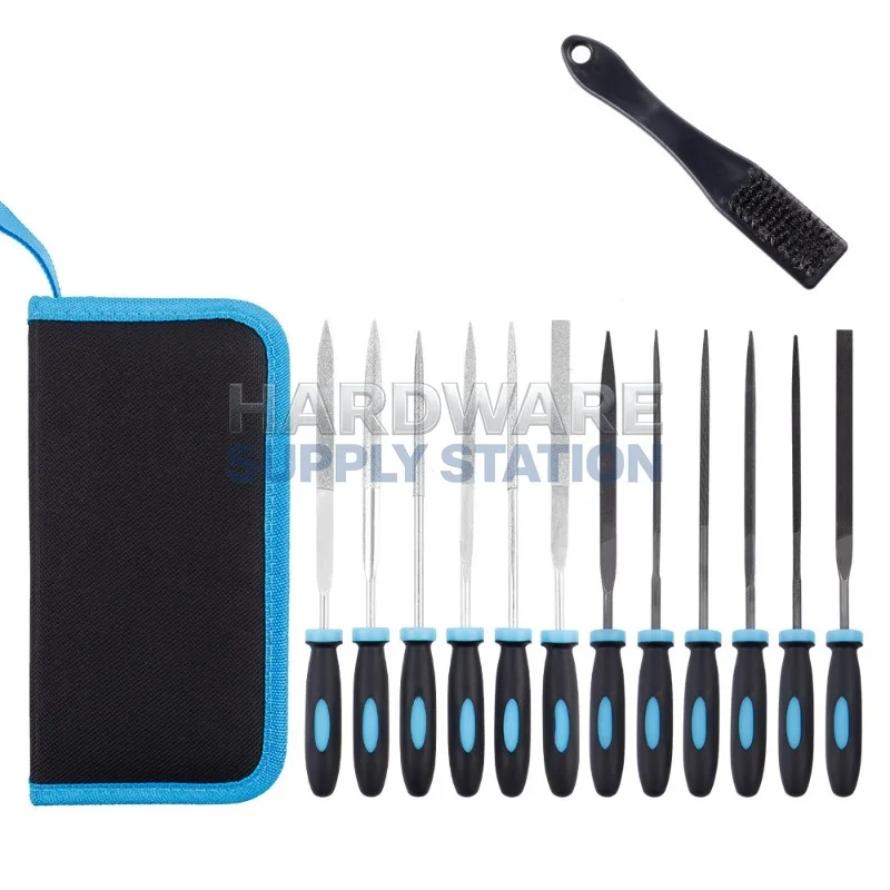 

13 piece file set hot selling high hardness diamond mixed file with cleaning brush combination accessories