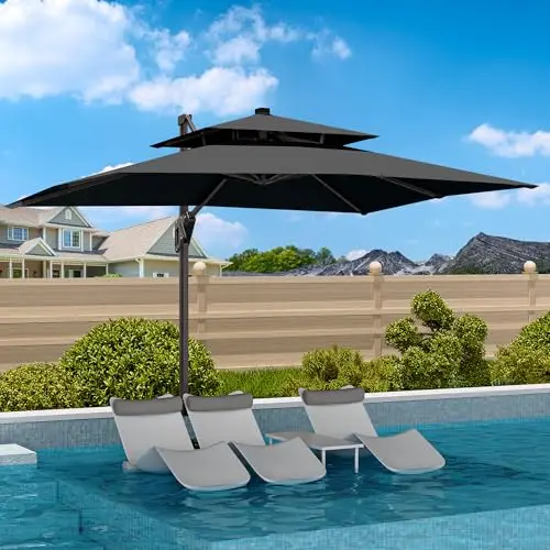 9' X 12' Cantilever Patio Umbrella Double Top Outdoor Umbrellas