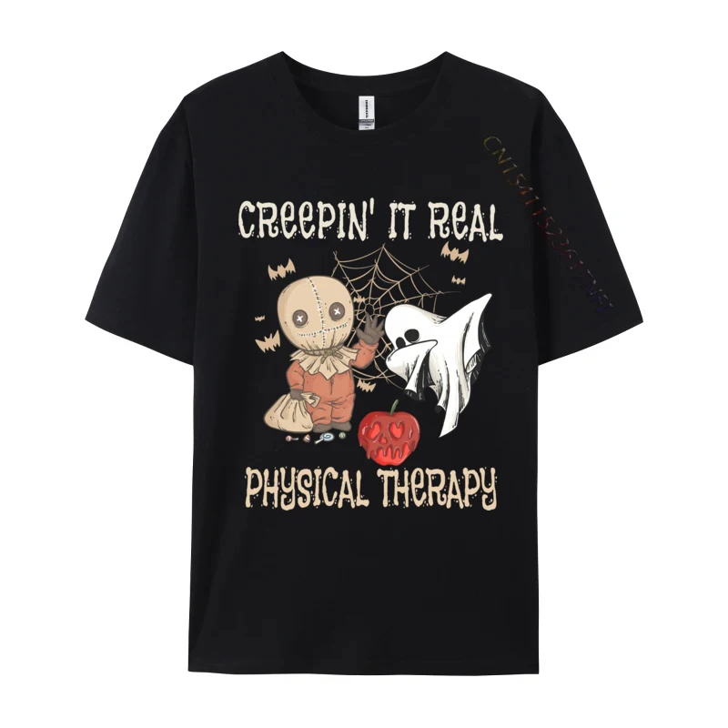 Vintage Creepin It Real Physical Therapy Funny Halloween Tops Shirt Printed On Rife Normal Cotton Men Top T-shirts Normal