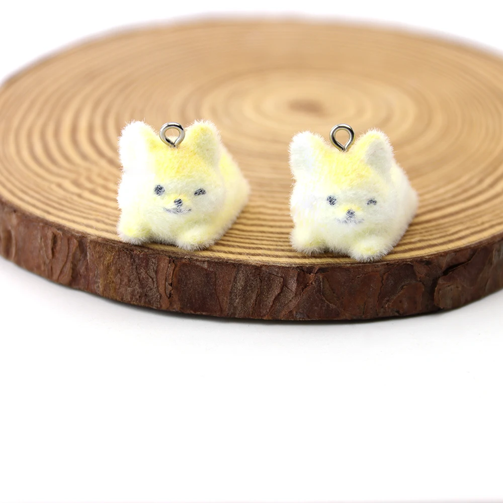 30 PCS 3D Flocking puppy Charms Plush Dolls Pendants  for Necklace Keychain Jewelry Making DIY Handmade Accessories Wholesale