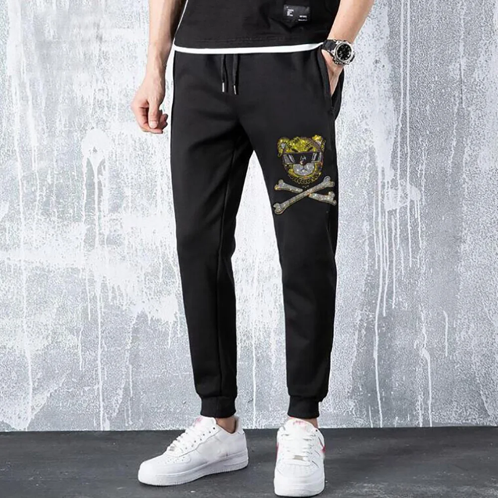 

Men Cotton Pants Diamond Rhinestone Sportswear 2024 Male Casual Sweatpants