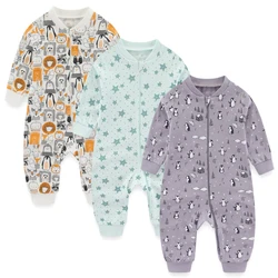 1/2/3Pieces Unisex Rompers Cartoon Newborn Baby Girl Clothes Sets 0-18M Baby Boy Clothes Autumn Zipper Solid Color Spring Bebes