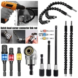 Flexible Drill Extension Hex Shank Drill Nut Driver Bit Set Bendable Drill Bit Extension+ScrewdriverBit+Universal Socket Adapter