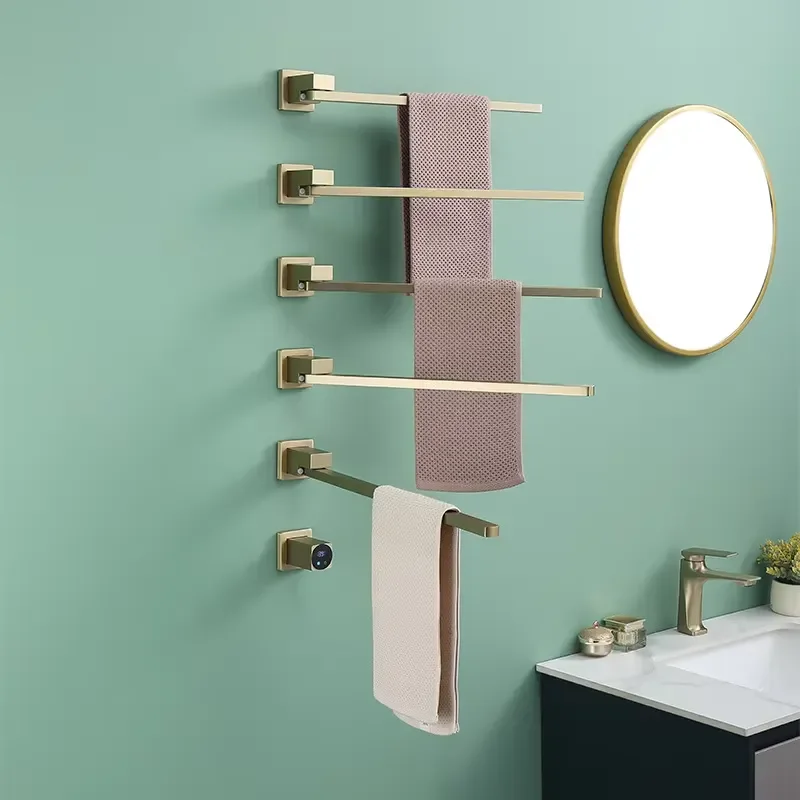 Rotating Digital Display Towel Rack Electric Heating Towel Dryer Concealed Wall Mounted Towel Bar Bathroom