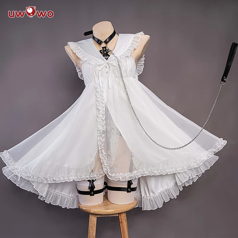 IN STOCK UWOWO Anime Mik Cosplay Costume White Dress Full Set Anime Cosplay Halloween Costumes White Dress Outfit - view 4