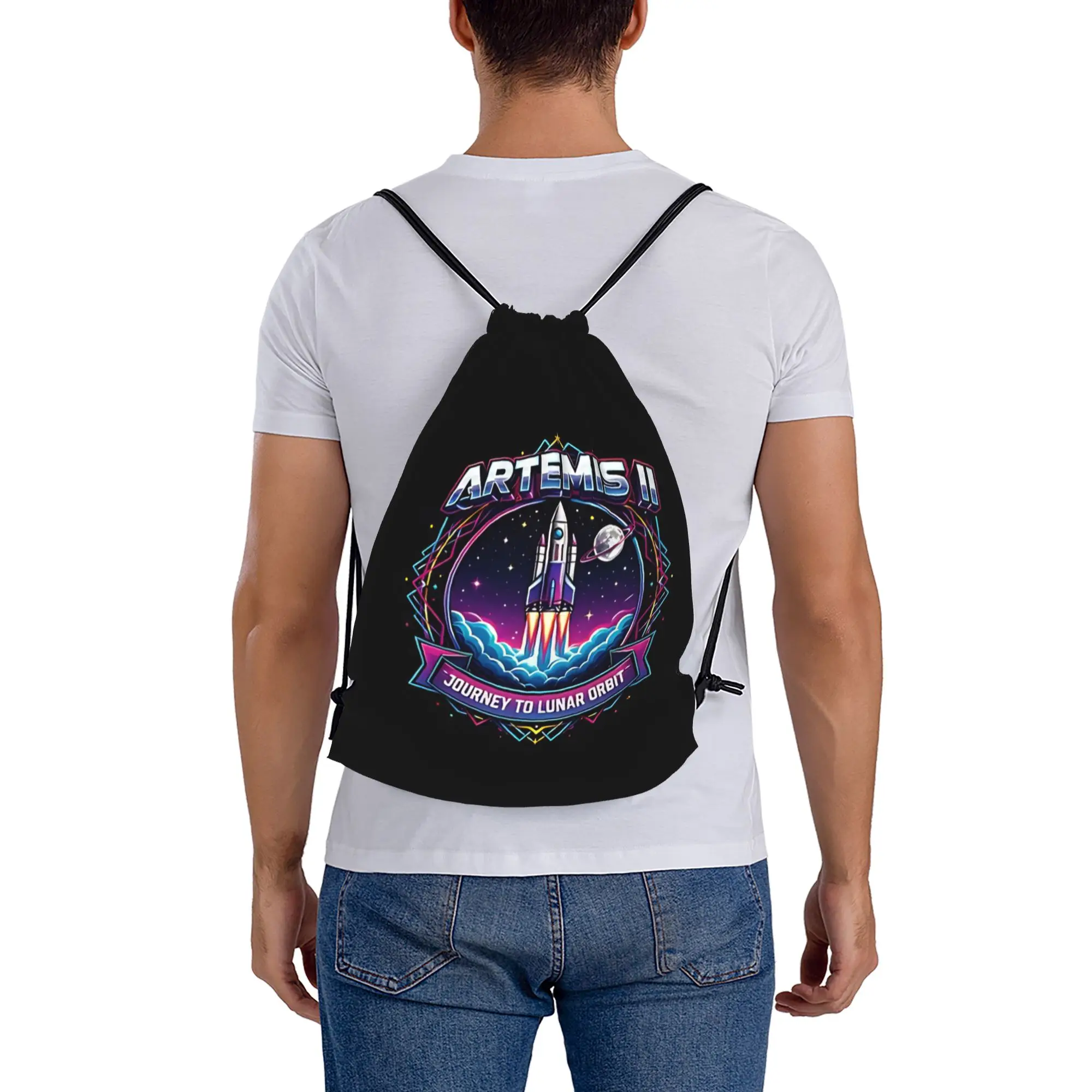 2026 Artemis II 26  Multi-function Pocket Men Women Storage Backpack Teenager Travel Bag Print Drawstring Bags
