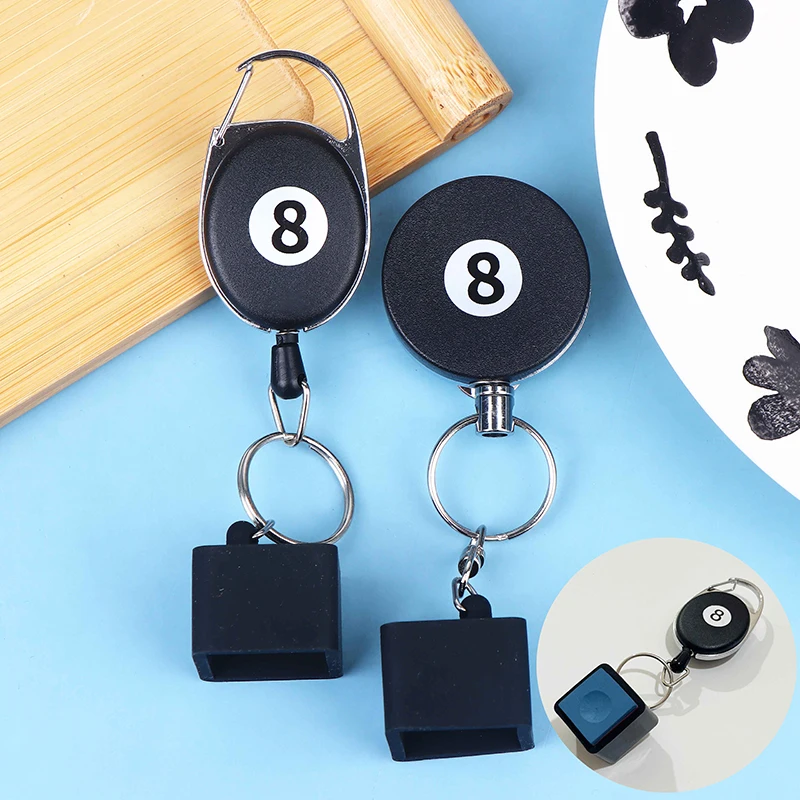 New 1Pc Black Billiard Telescoping Chalk Holder Snooker Pool Cue Chalk Holder Keychain Retractable Chalk Holder W Mounting Clip