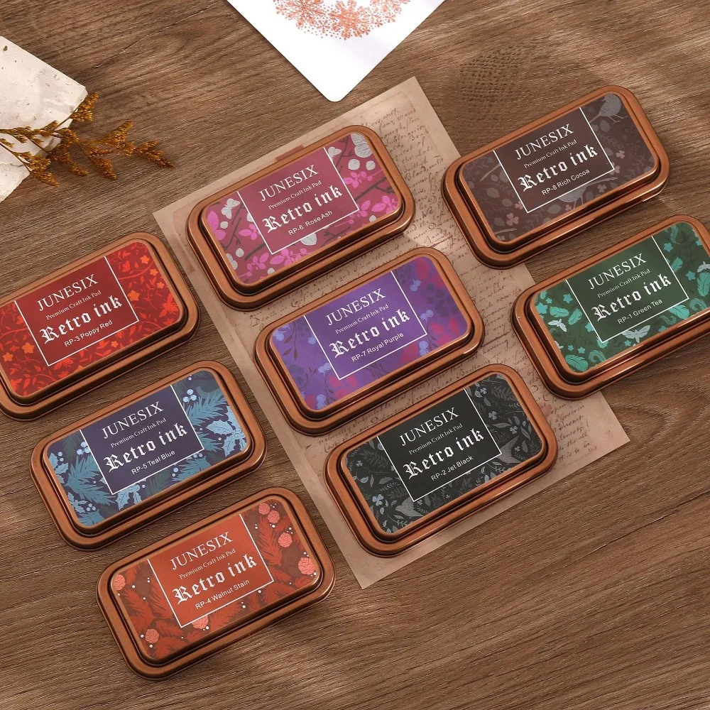 Vintage Ink Pads - Iron Box Stamp Supplies - usage example