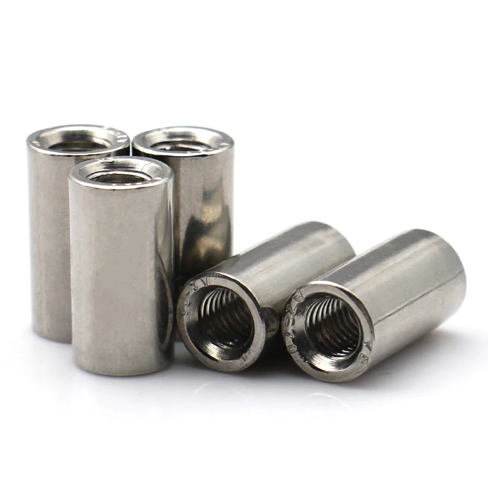 2-10pcs 304 Stainless Steel Round Long Coupling Nut Cylinder Connector Threaded Rod Extension Nuts M2-M12